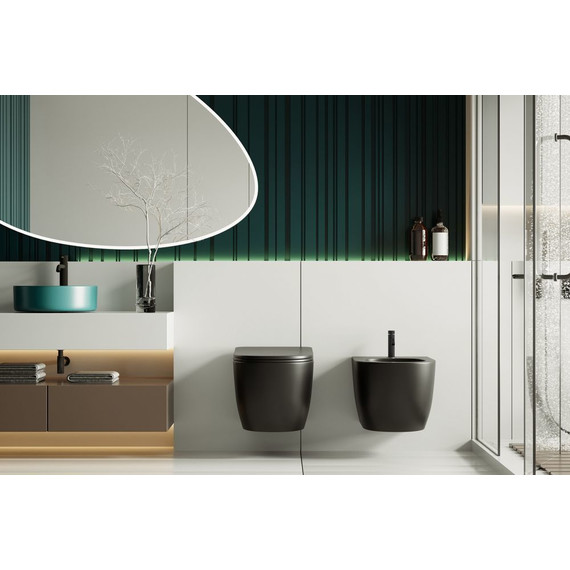 Биде подвесное Abber Bequem AC1150MB, черный матовый фото 2