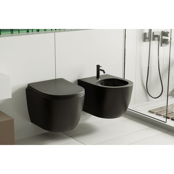 Биде подвесное Abber Bequem AC1150MB, черный матовый фото 3