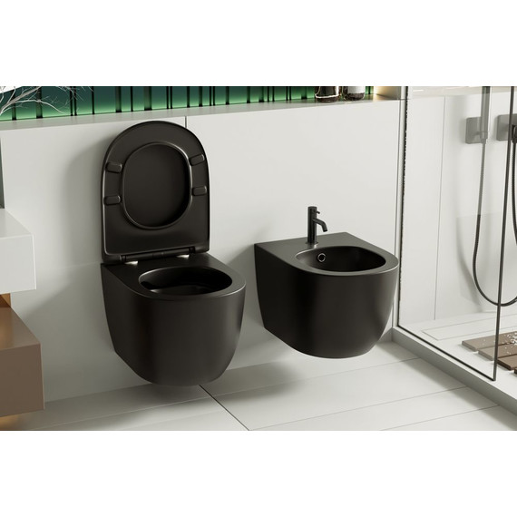 Биде подвесное Abber Bequem AC1150MB, черный матовый фото 4