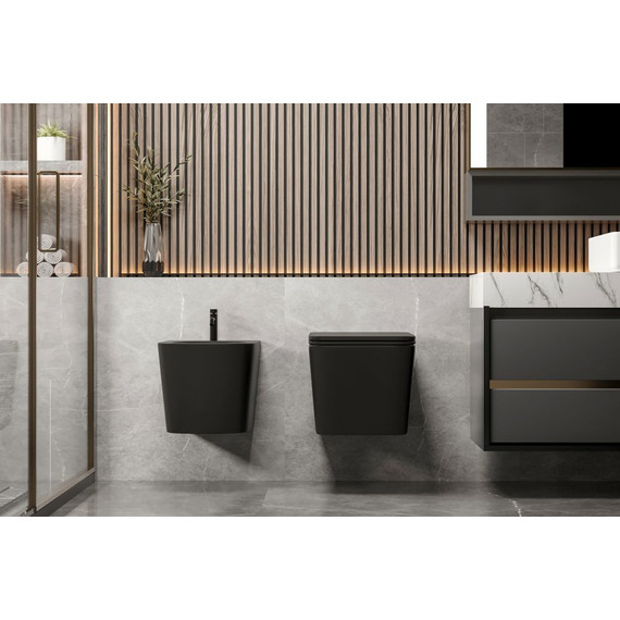 Биде подвесное Abber Rechteck AC1250MB, черный матовый фото 2