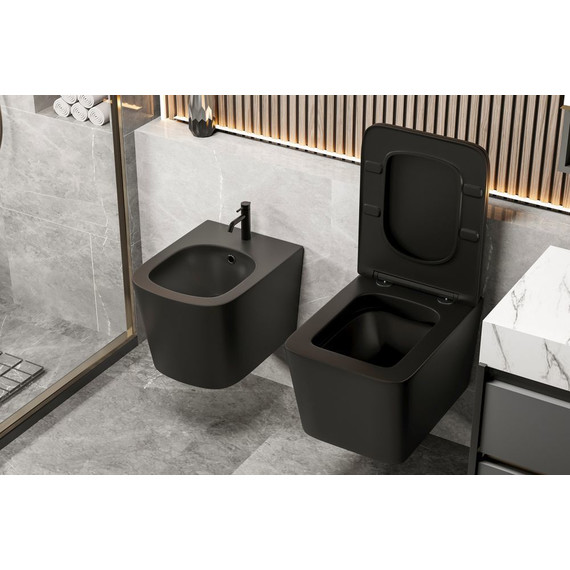 Биде подвесное Abber Rechteck AC1250MB, черный матовый фото 4