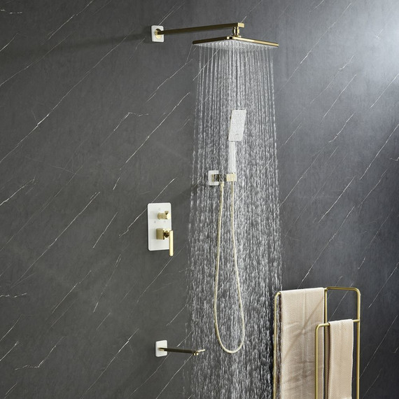 Душевая система для ванны Lemark Mista LM6422WG, белый/золото - 2 Душевая система для ванны Lemark Mista LM6422WG, белый/золото фото 2