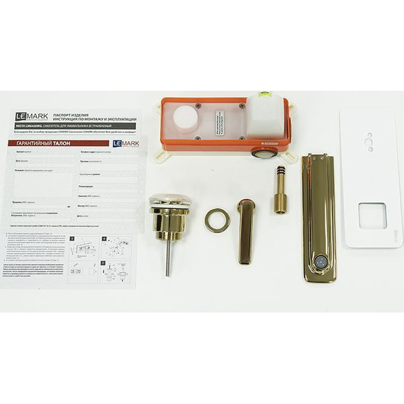 Смеситель для раковины настенный Lemark Mista LM6426WG, белый/золото фото 4