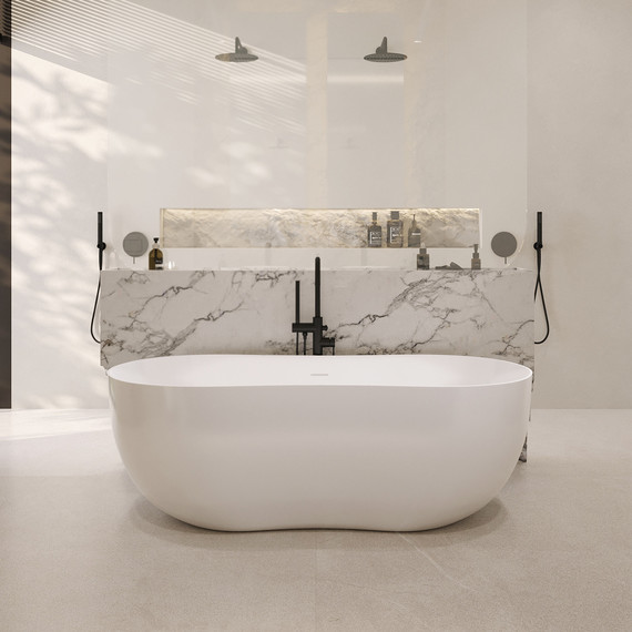 Ванна отдельностоящая Abber Stein 170x80 см AS9604, белый матовый фото 