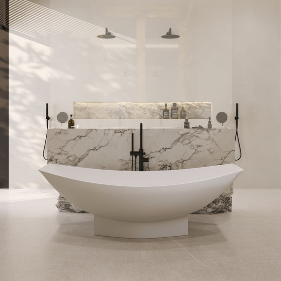 Ванна отдельностоящая Abber Stein 180x80 см AS9610, белый матовый фото 