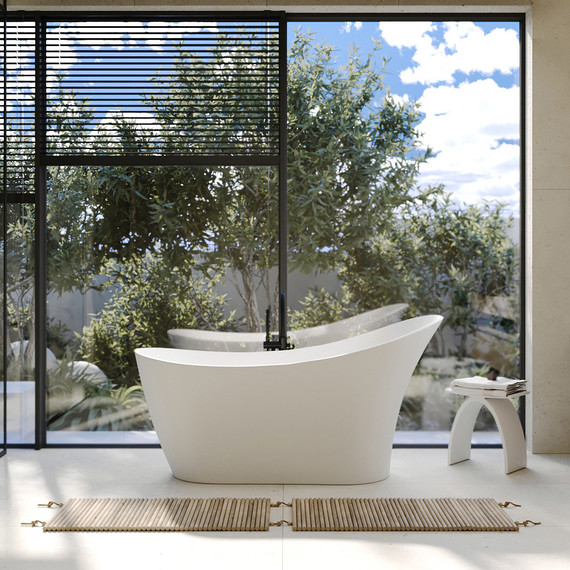 Ванна отдельностоящая Abber Stein 169x75 см AS9618, белый матовый фото 