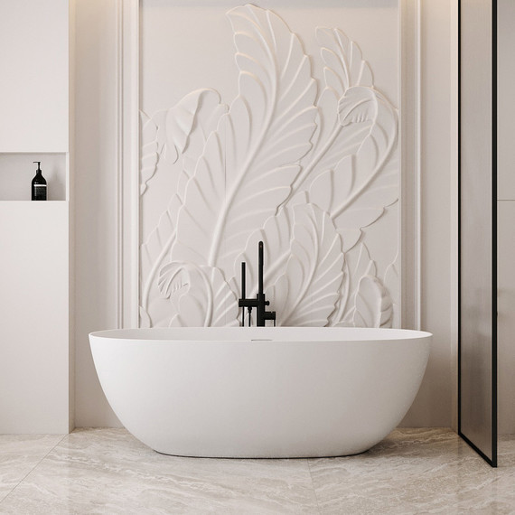 Ванна отдельностоящая Abber Stein 160x75 см AS9624-1.6, белый матовый, Размер - мм: 1600х750 фото 