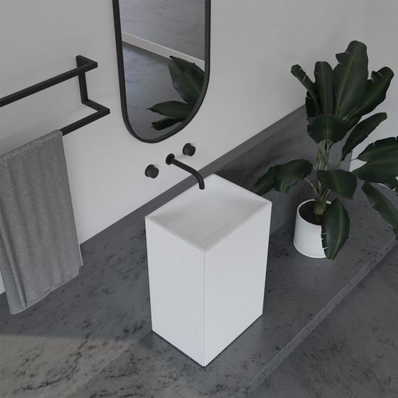 Раковина напольная Abber Stein 50 см AS2503-H, белый матовый фото 2