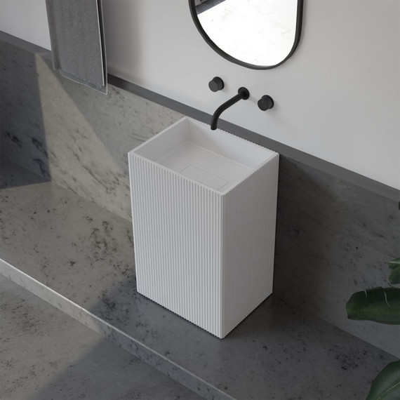 Раковина напольная Abber Stein 50 см AS2503-H, белый матовый фото 3