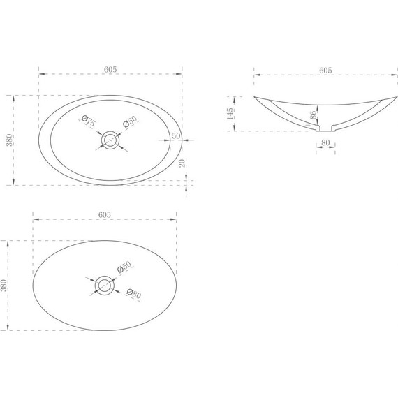 Раковина-чаша Abber Stein 60 см AS2606, белый матовый фото 3