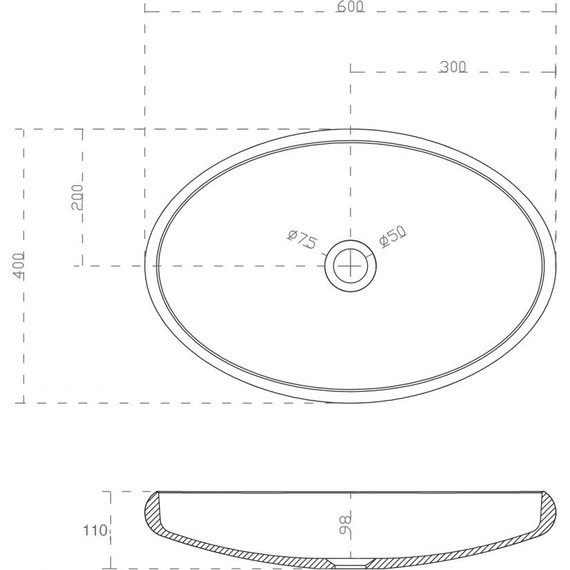 Раковина-чаша Abber Stein 60 см AS2614, белый матовый фото 3