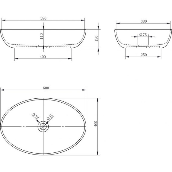 Раковина-чаша Abber Stein 60 см AS2619, белый матовый фото 4