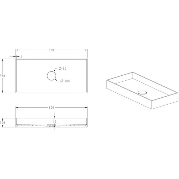 Раковина-чаша Abber Stein 80 см AS2622, белый матовый фото 3