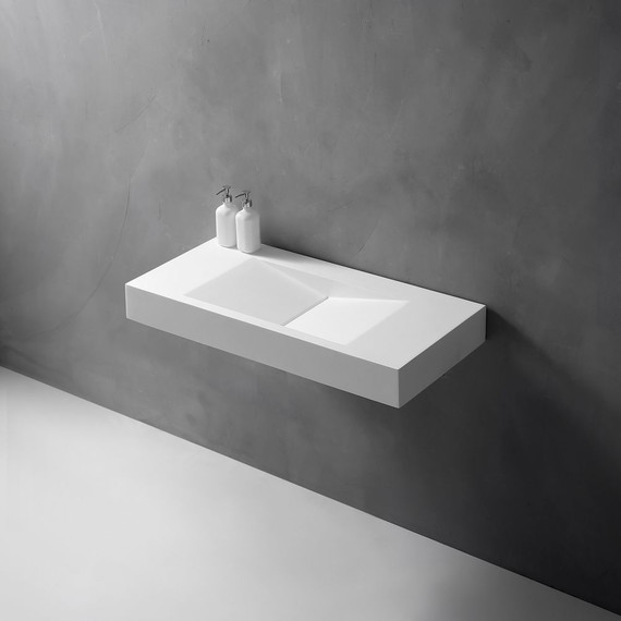 Раковина подвесная Abber Stein 100 см AS2641, белый матовый фото 3