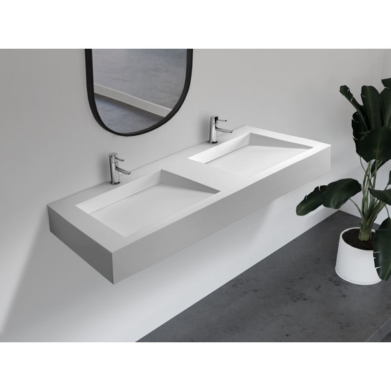 Раковина подвесная Abber Stein 121 см AS2643-1.2, белый матовый - 2 Раковина подвесная Abber Stein 121 см AS2643-1.2, белый матовый фото 2