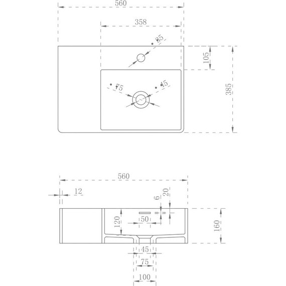 Раковина подвесная Abber Stein 56 см AS2644 R, белый матовый - 4 Раковина подвесная Abber Stein 56 см AS2644 R, белый матовый фото 4