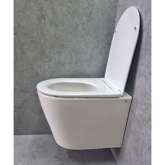 Унитаз подвесной CeramaLux Rimless TR5178 с крышкой микролифт (Система смыва торнадо), Цвет производителя: белый - 5 Унитаз подвесной CeramaLux Rimless TR5178 с крышкой микролифт (Система смыва торнадо), Цвет производителя: белый фото 5