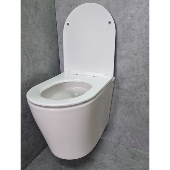 Унитаз подвесной CeramaLux Rimless TR5178 с крышкой микролифт (Система смыва торнадо), Цвет производителя: белый - 6 Унитаз подвесной CeramaLux Rimless TR5178 с крышкой микролифт (Система смыва торнадо), Цвет производителя: белый фото 6