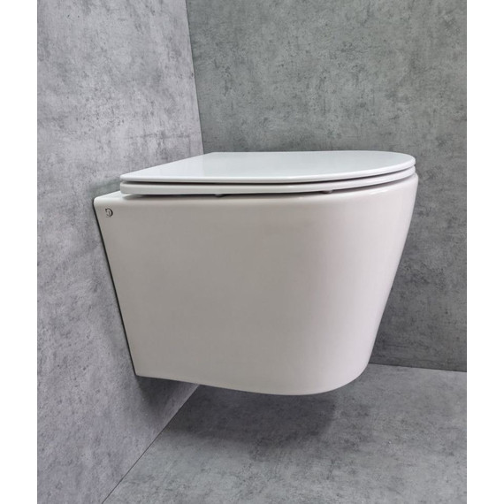 Унитаз подвесной CeramaLux Rimless TR5178 с крышкой микролифт (Система смыва торнадо), Цвет производителя: белый - 3 Унитаз подвесной CeramaLux Rimless TR5178 с крышкой микролифт (Система смыва торнадо), Цвет производителя: белый фото 3