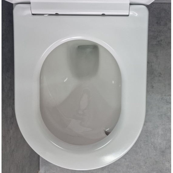Унитаз подвесной CeramaLux Rimless TR5178 с крышкой микролифт (Система смыва торнадо), Цвет производителя: белый - 7 Унитаз подвесной CeramaLux Rimless TR5178 с крышкой микролифт (Система смыва торнадо), Цвет производителя: белый фото 7