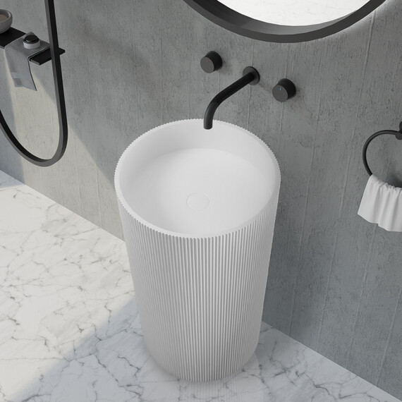 Раковина напольная Abber Stein 50 см AS2501-H, белый матовый фото 