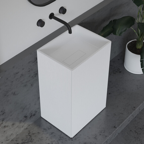 Раковина напольная Abber Stein 50 см AS2503-H, белый матовый фото 