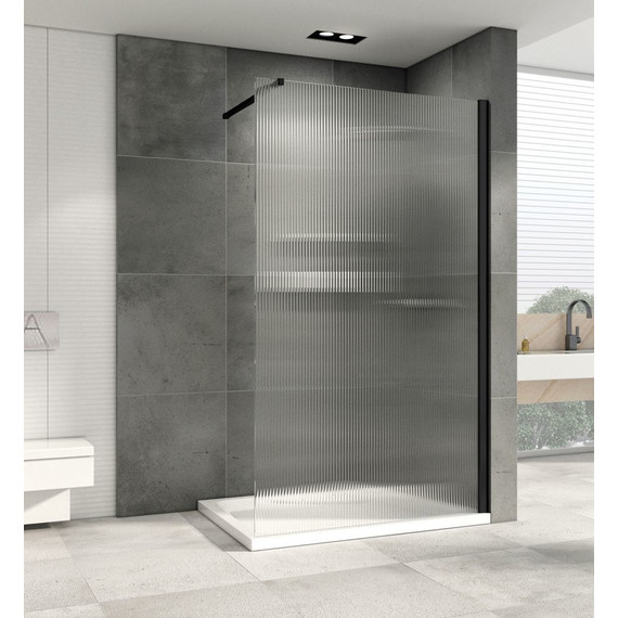 Душевая перегородка Abber Immer Offen 90 см AG61091R8 (стекло 8 мм), черный/рифленое фото 2