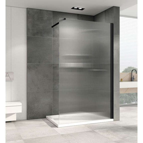 Душевая перегородка Abber Immer Offen 100 см AG61101R8 (стекло 8 мм), черный/рифленое фото 2