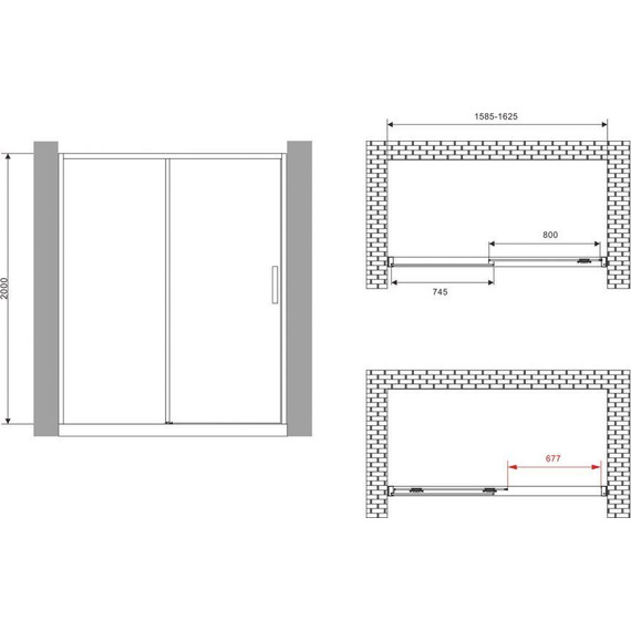 Душевая дверь Abber Komfort 160 см AG93160B (стекло 8 мм), черный/прозрачное фото 3