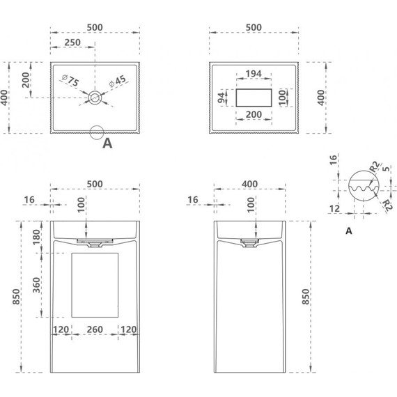 Раковина напольная Abber Stein 50 см AS2503-H, белый матовый фото 5