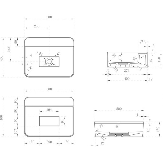 Раковина подвесная Abber Stein 50 см AS2626, белый матовый фото 5
