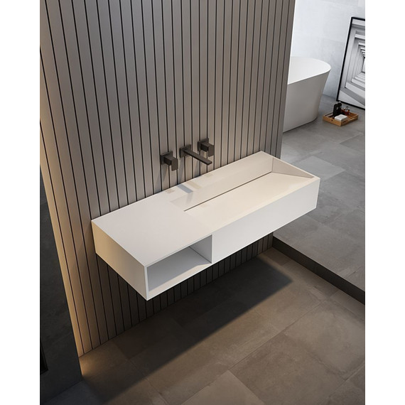 Раковина подвесная Abber Stein 120 см AS2640-1.2 L, белый матовый фото 2