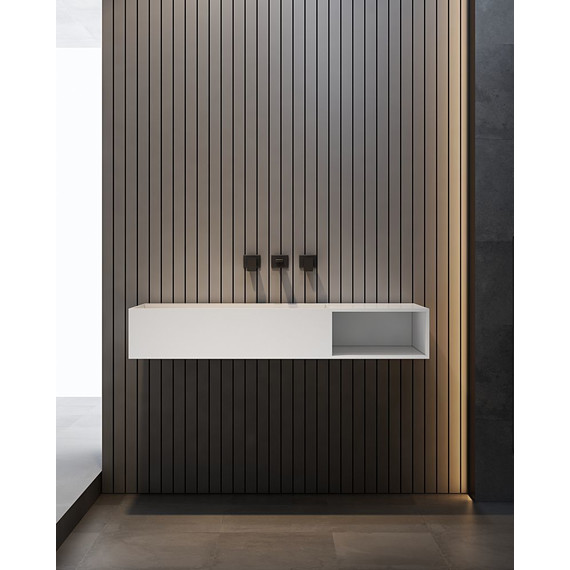 Раковина подвесная Abber Stein 120 см AS2640-1.2 R, белый матовый - 5 Раковина подвесная Abber Stein 120 см AS2640-1.2 R, белый матовый фото 5