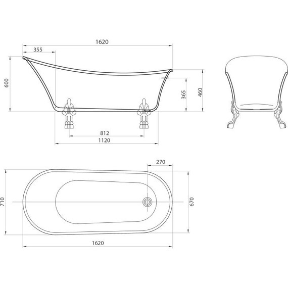 Ванна отдельностоящая Grossman Retro 162x71 см GR-1002M, белый матовый фото 8