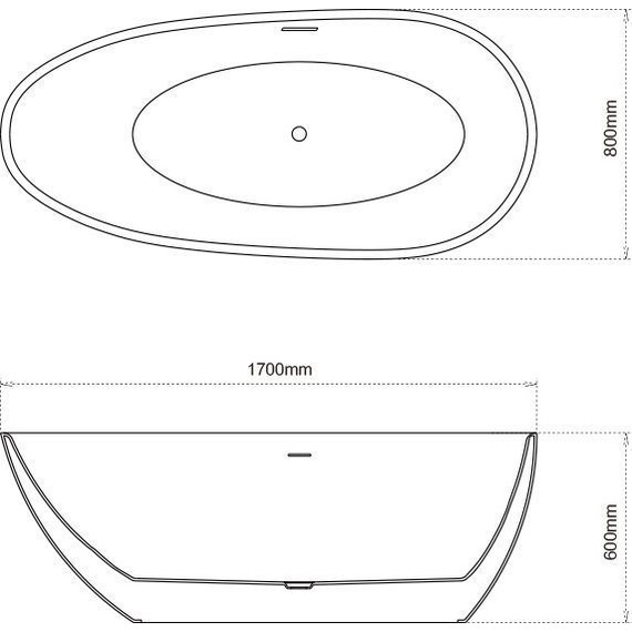 Ванна отдельностоящая Grossman Fly 170x80 см GR-1102, Размер - мм: 1700х800 фото 7
