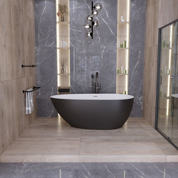 Ванна отдельностоящая Grossman Fly 160x80 см GR-1103MB, черный матовый, Размер - мм: 1600х800 фото 4