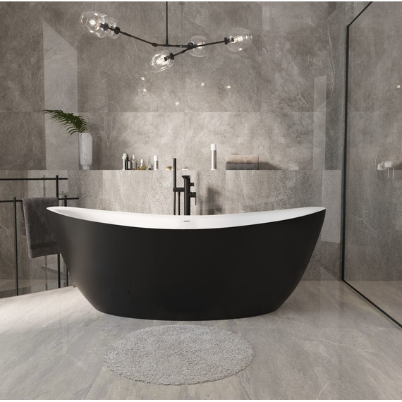 Ванна отдельностоящая Grossman Galaxy 180x85 см GR-1402MB, черный матовый фото 5