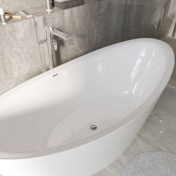 Ванна отдельностоящая Grossman Galaxy 180x85 см GR-1402M, белый матовый фото 5