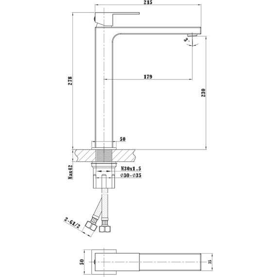Смеситель для раковины высокий Vincea Cube VBF-1C02CH - 3 Смеситель для раковины высокий Vincea Cube VBF-1C02CH фото 3