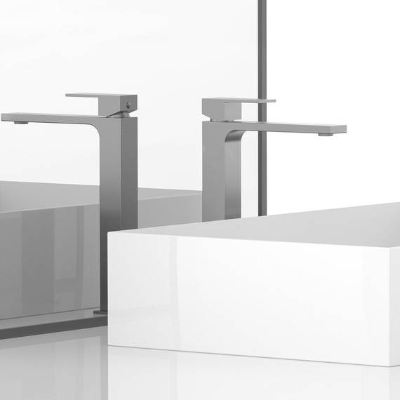 Смеситель для раковины высокий Vincea Cube VBF-1C02GM, вороненая сталь - 2 Смеситель для раковины высокий Vincea Cube VBF-1C02GM, вороненая сталь фото 2