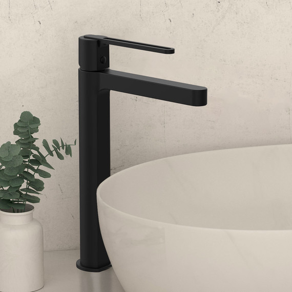 Смеситель для раковины высокий Vincea Rondo VBF-1R2MB, черный - 2 Смеситель для раковины высокий Vincea Rondo VBF-1R2MB, черный фото 2