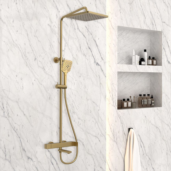 Душевая стойка Vincea Cube VSFS-1C1BG, брашированное золото фото 2