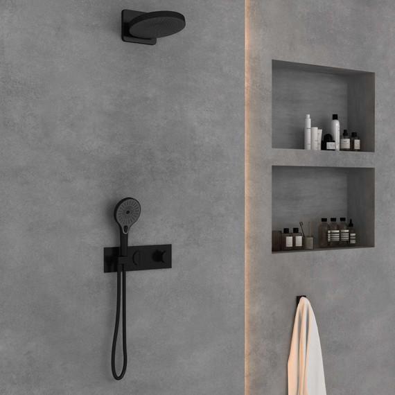 Душевая система для душа с термостатом Vincea Inspire VSFW-422TI1MB, черный фото 3