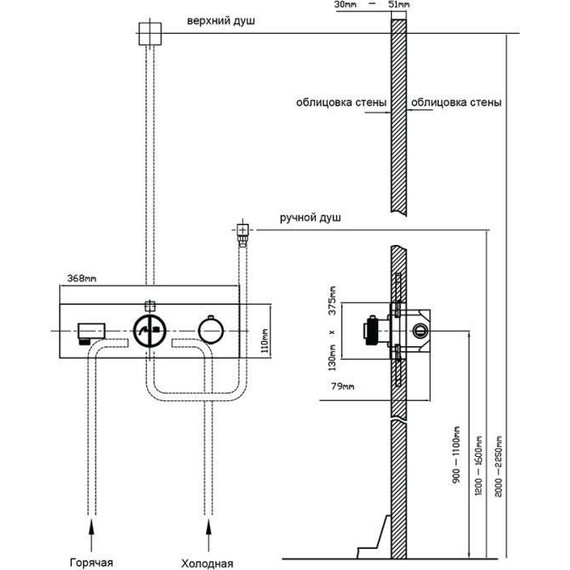 Душевая система для душа с термостатом Vincea Inspire VSFW-422TI1MB, черный фото 10