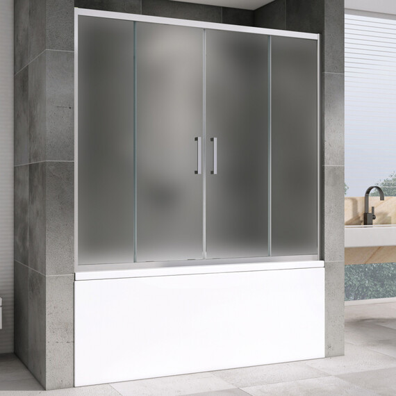 Шторка для ванны Abber Schwarzer Diamant 150 см AG57150M, хром/матовое фото 