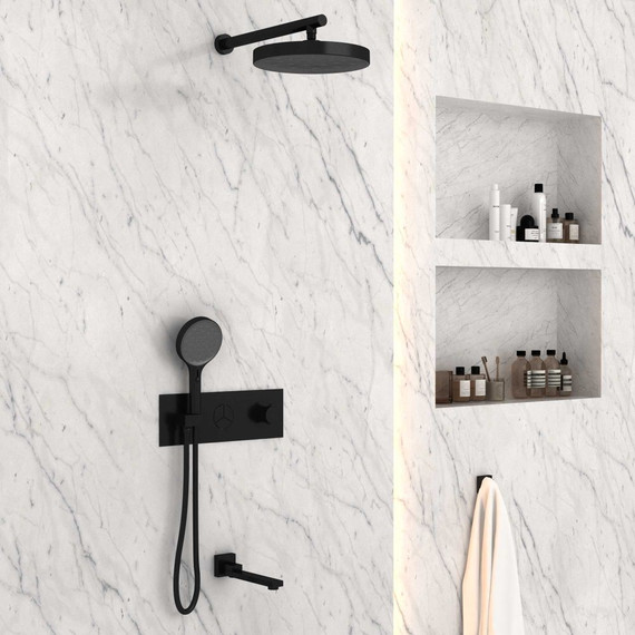 Душевая система для ванны с термостатом Vincea Inspire VSFW-432TI2MB, черный фото 3