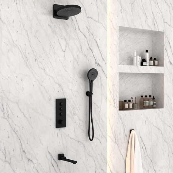 Душевая система для ванны с термостатом Vincea Inspire VSFW-433TI1MB. черный - 3 Душевая система для ванны с термостатом Vincea Inspire VSFW-433TI1MB. черный фото 3