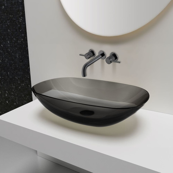 Смеситель для раковины настенный Vincea Groove VBFW-4G1GM, вороненая сталь фото 2