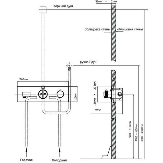 Душевая система для душа с термостатом Vincea VSFW-422T2MB, черный фото 11