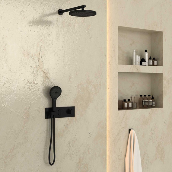 Душевая система для душа с термостатом Vincea VSFW-422T2MB, черный фото 3